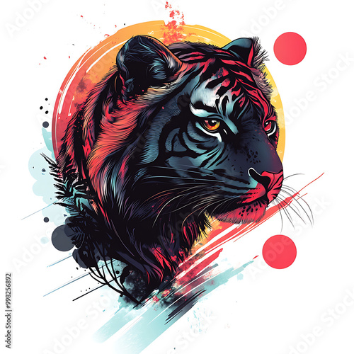 A sleek and modern logo design featuring a stylized tiger, showcasing its fierce elegance and strength. Bold lines and vibrant colors enhance the dynamic nature of this captivating emblem. photo