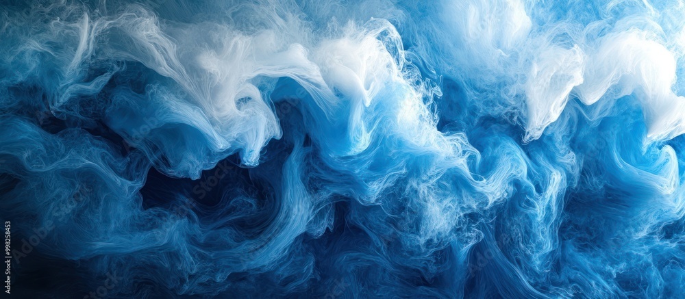 Abstract blue and white swirling ink in water. Abstract blue and white swirling ink in water.
