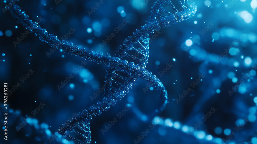 Exploring the intricate structure of DNA under blue illumination in a scientific laboratory setting Exploring the intricate structure of DNA under blue illumination in a scientific laboratory setting