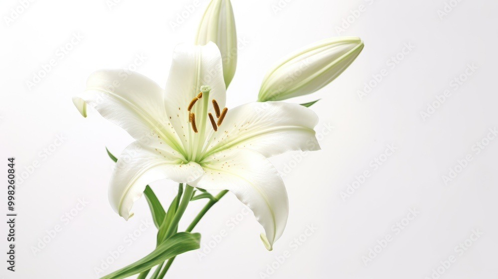 Fototapeta premium Close-up of a Single White Lily Flower