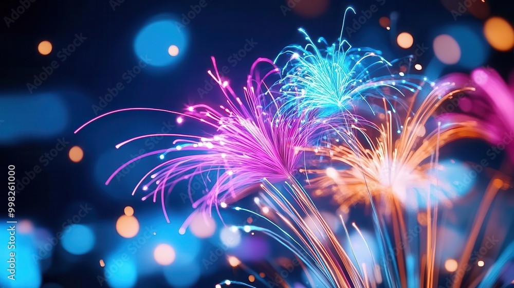 Long exposure sky with fireworks creating vibrant trails of light, perfect for festive and celebratory themes in event promotions. Long exposure sky with fireworks creating vibrant trails of light, perfect for festive and celebratory themes in event promotions.