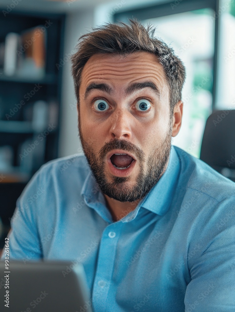 Surprised Businessman at Desk Surprised Businessman at Desk