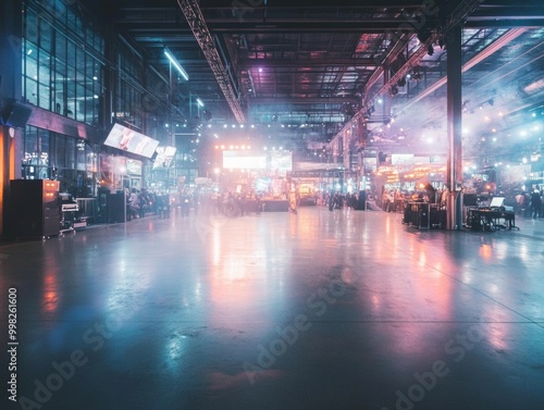 Wallpaper Mural Old factory Halloween rave flashing lights illuminating rusty machinery Torontodigital.ca