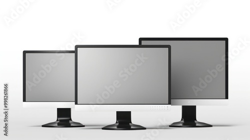 Three Computer Monitors in Different Sizes