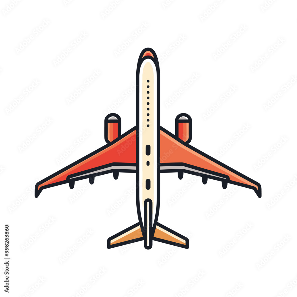 Airplane icon in flat line style. Vector illustration on white background Airplane icon in flat line style. Vector illustration on white background