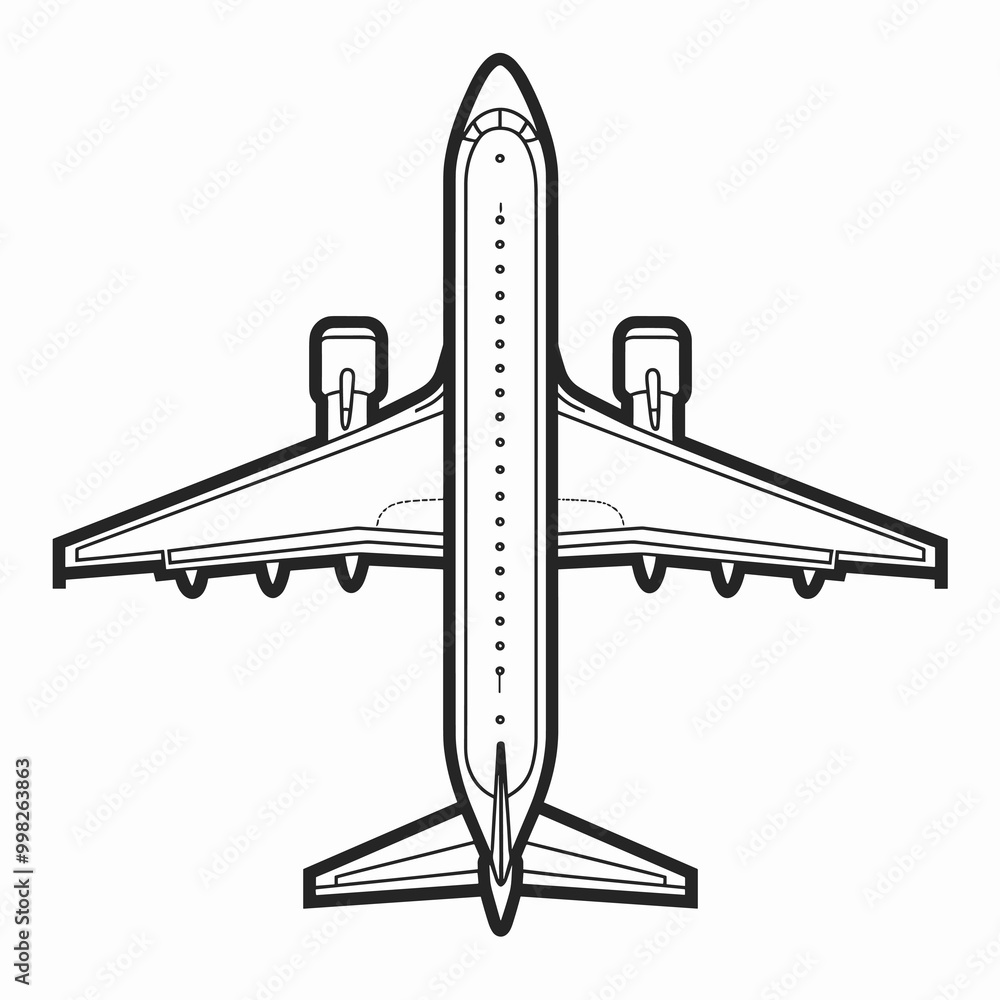 Airplane icon in flat line style. Vector illustration on white background Airplane icon in flat line style. Vector illustration on white background