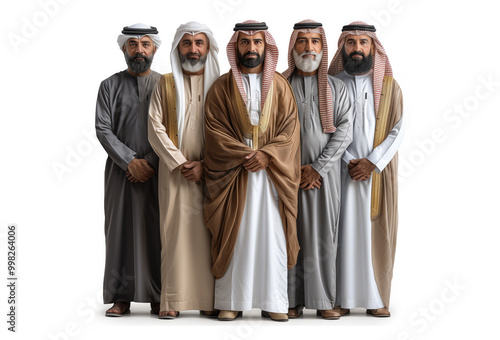 multi-national businessmen are standing in one frame where the first-person is a UAE Arab guy total businessmen