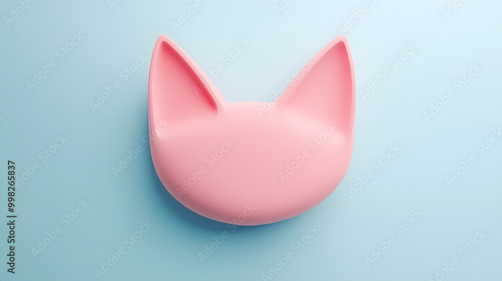 3D minimal pastel cat ears twitching icon with soft curves placed on a light background 3D minimal pastel cat ears twitching icon with soft curves placed on a light background