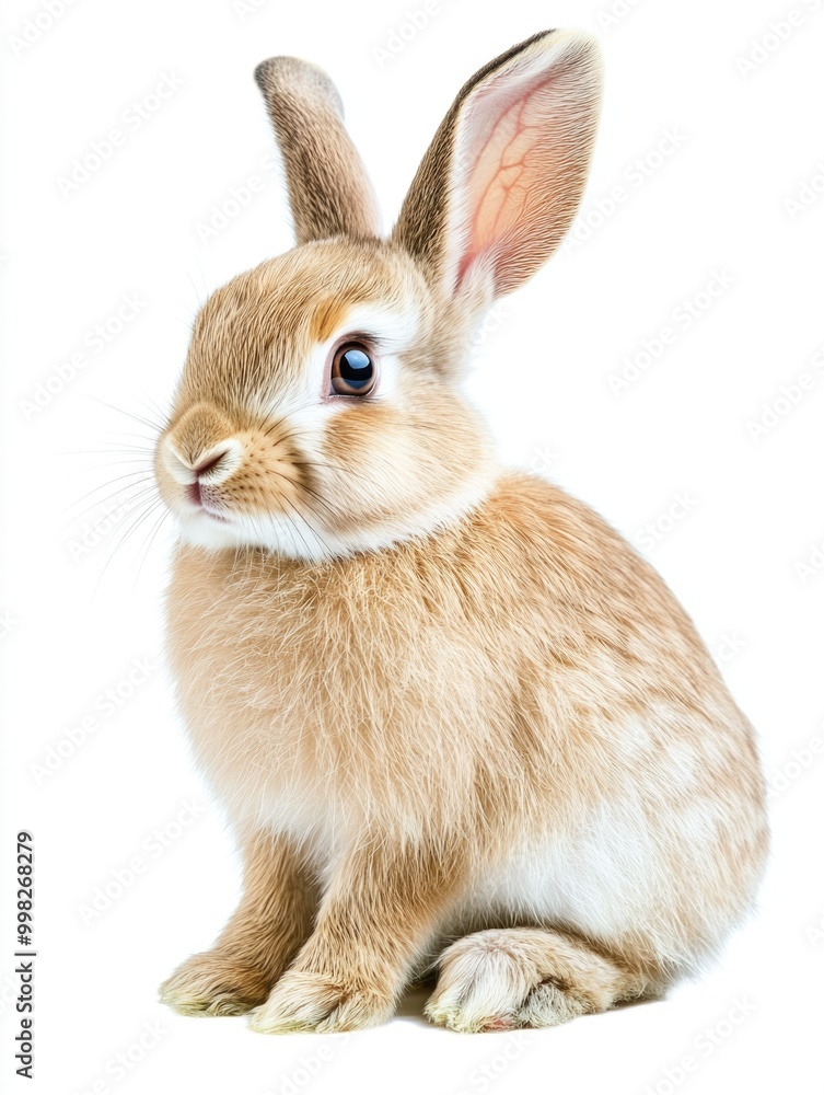 Obraz premium A Fluffy White Rabbit Sitting and Staring at the Camera