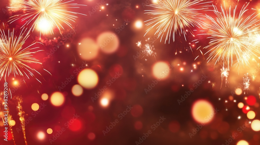 Fototapeta premium Festive background featuring fireworks with ample space for text perfect for a celebration theme