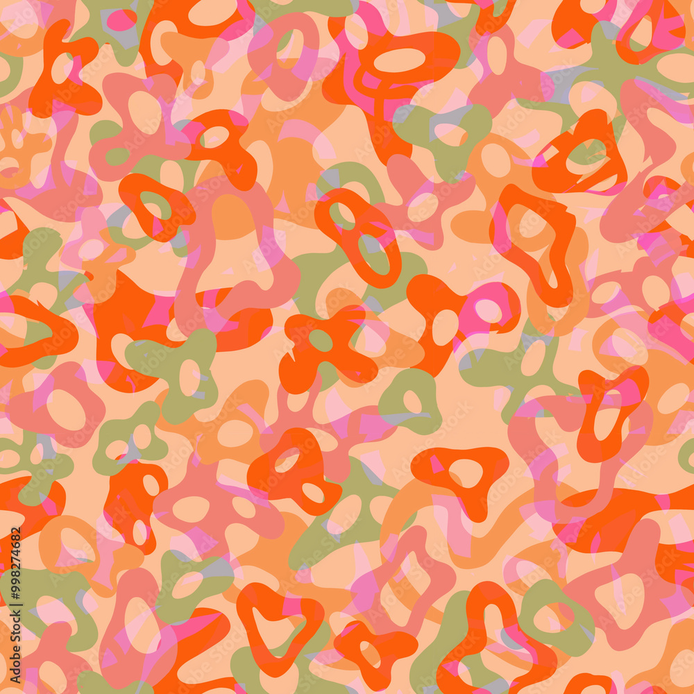 Abstract geometric fabric pattern in retro style Muted orange peach apricot background Abstract geometric fabric pattern in retro style Muted orange peach apricot background