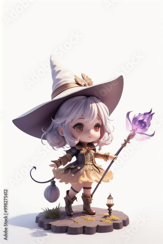 Chibi Witch with a Magical Staff photo