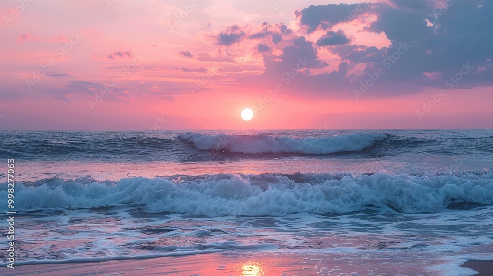 Fototapeta premium Gorgeous Sunrise and Sunset over the Sea: A Stunning Background Image. Experience the Beauty and Serenity.