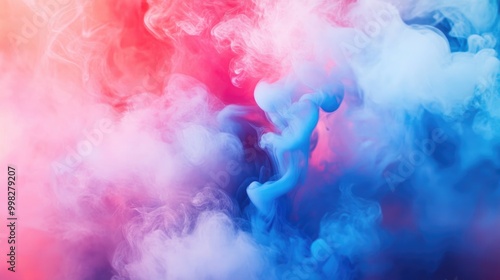 Vibrant Colorful Smoke Dynamic Artistic Background with Blue Pink and Red Shades Showcasing a Mystical Burst of Smoky Texture for a Soft Lively Atmosphere