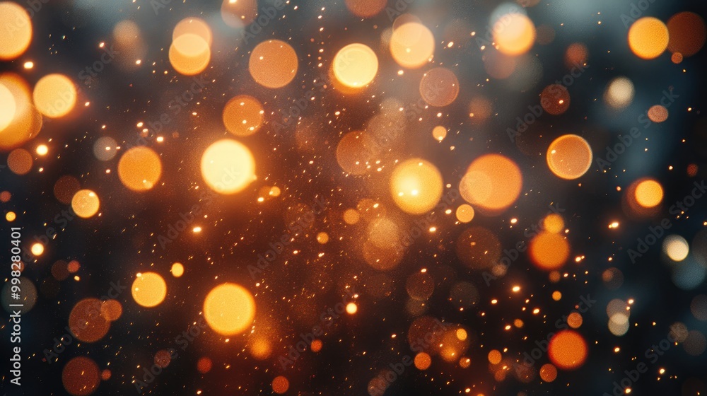 Spectacular fireworks and shimmering bokeh lights brighten the nighttime sky Spectacular fireworks and shimmering bokeh lights brighten the nighttime sky