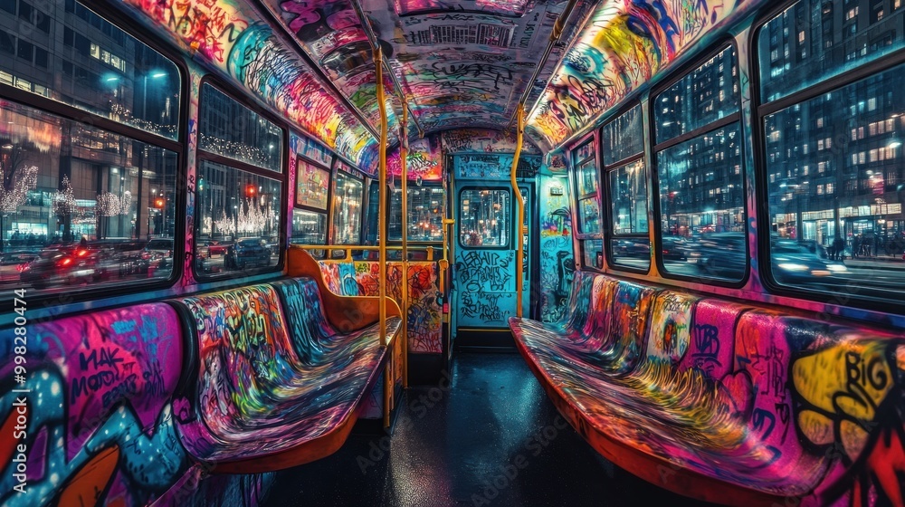 Graffiti Covered Bus Interior