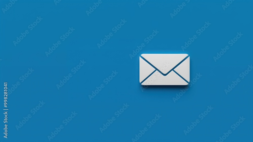 A white envelope icon on a blue background, symbolizes email marketing, digital communication, digital marketing A white envelope icon on a blue background, symbolizes email marketing, digital communication, digital marketing