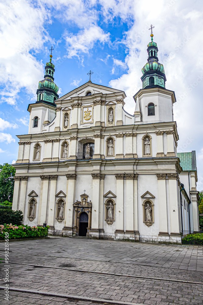 Early Baroque Church of Saint Bernardine of Siena with the monastery of the Bernardine Fathers was built around 1680. Krakow, Poland. Early Baroque Church of Saint Bernardine of Siena with the monastery of the Bernardine Fathers was built around 1680. Krakow, Poland.