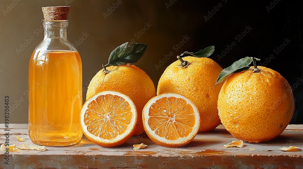 Still Life with Oranges and Juice: A Vibrant Study in Color and Texture Still Life with Oranges and Juice: A Vibrant Study in Color and Texture