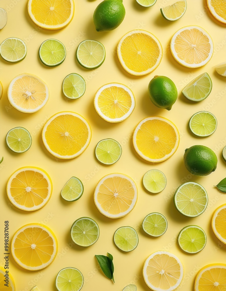 Lemons and limes on yellow Lemons and limes on yellow