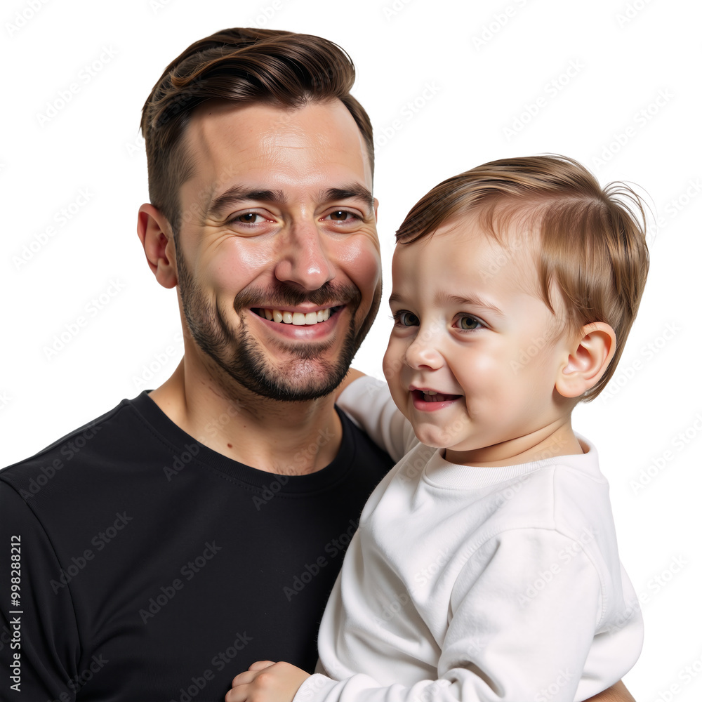 Father and son appear in an isolated transparent PNG image Father and son appear in an isolated transparent PNG image