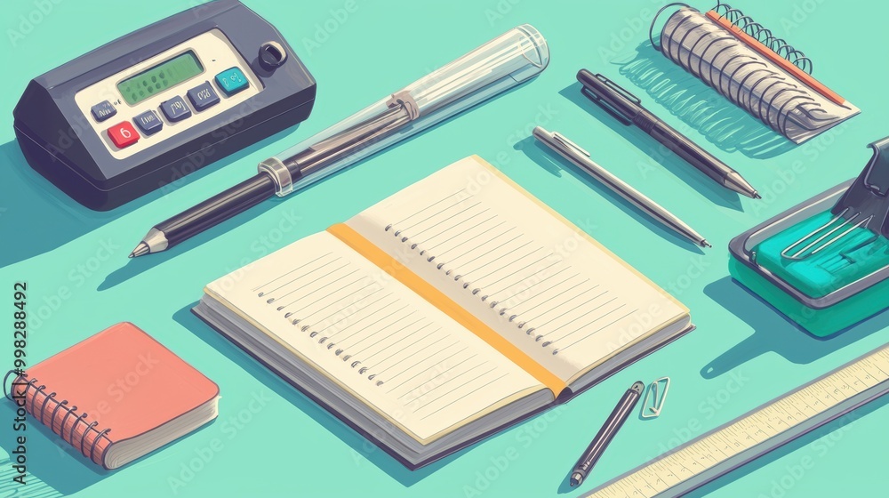 Essential Office Tools on a Desk Essential Office Tools on a Desk