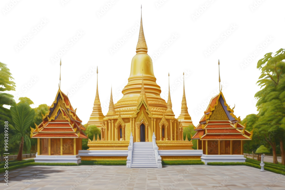 Fototapeta premium PNG Thai temple architecture building outdoors.