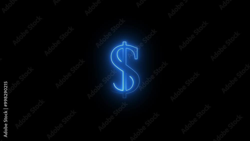 Neon dollar icon ,on a black background. business Success concept animation
Neon dollar icon ,on a black background. business Success concept animation