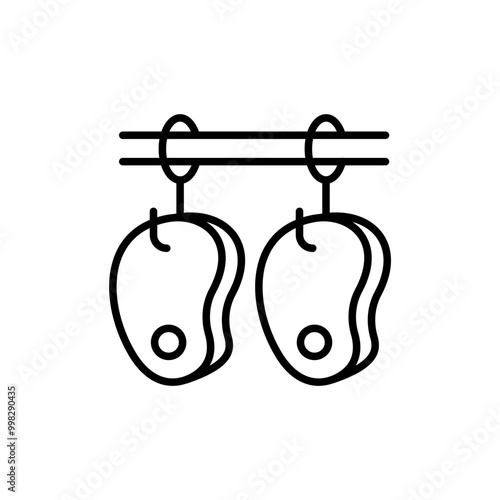 Hanging meat outline icons, minimalist vector illustration ,simple transparent graphic element .Isolated on white background