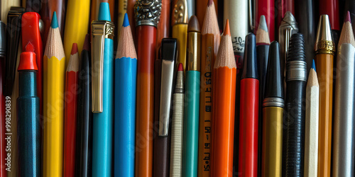 Pen Pals: An array of pens and pencils in various shapes and colors, each with its own story and purpose. photo