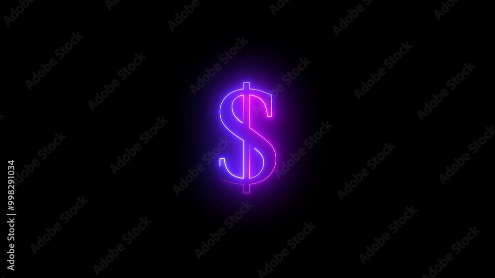 Neon dollar icon ,on a black background. business Success concept animation
Neon dollar icon ,on a black background. business Success concept animation