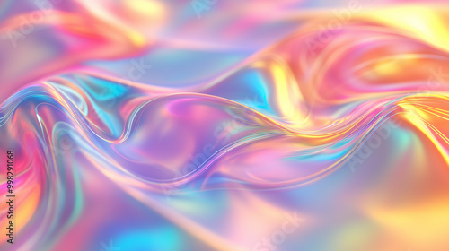 Wallpaper Mural Smooth Flowing Pastel Waves With Iridescent Colors In Abstract Digital Art Torontodigital.ca