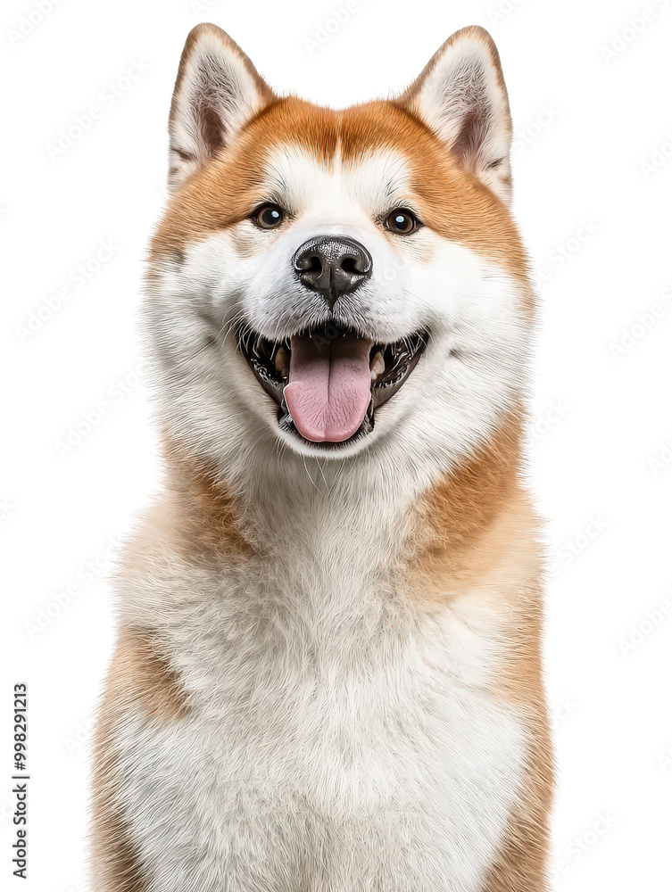 Joyful Akita Dog on White Background Joyful Akita Dog on White Background
