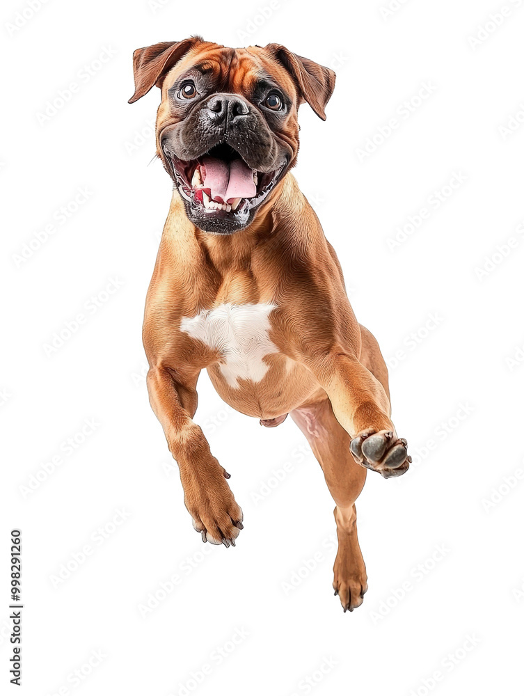 Joyful Boxer Dog in Action on White Background Joyful Boxer Dog in Action on White Background