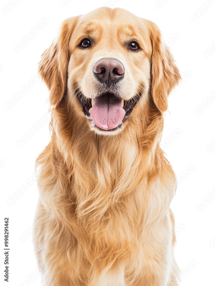 Joyful Golden Retriever Dog on Isolated White Background Joyful Golden Retriever Dog on Isolated White Background