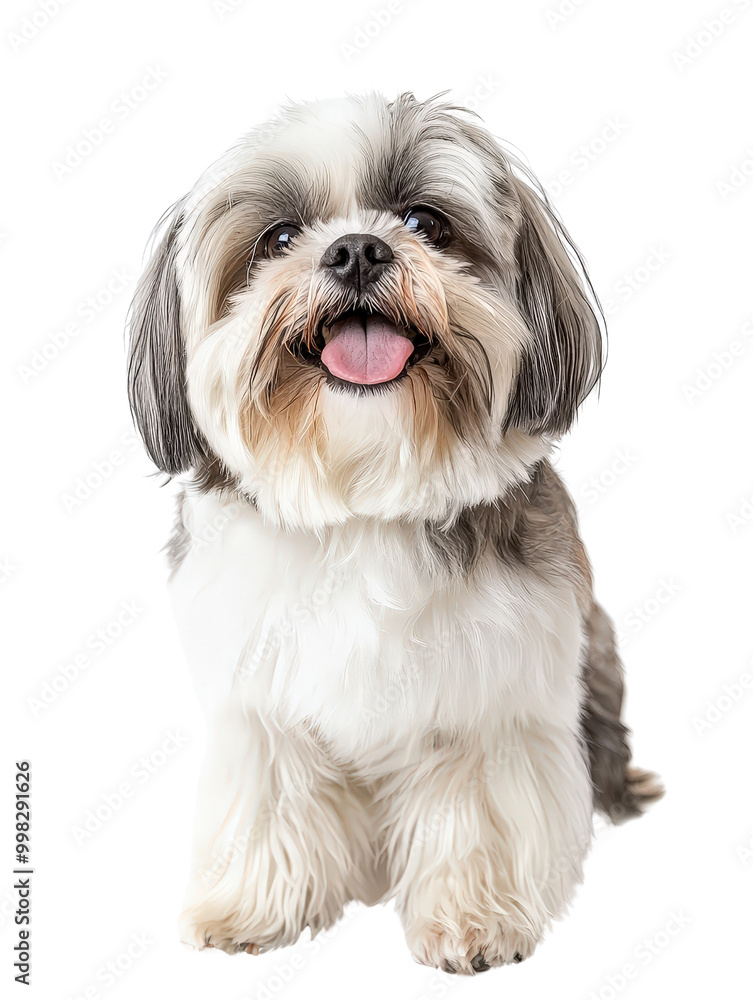 Joyful Shih Tzu Dog on Isolated White Background