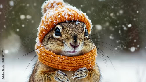 Chipmunk in Winter Attire