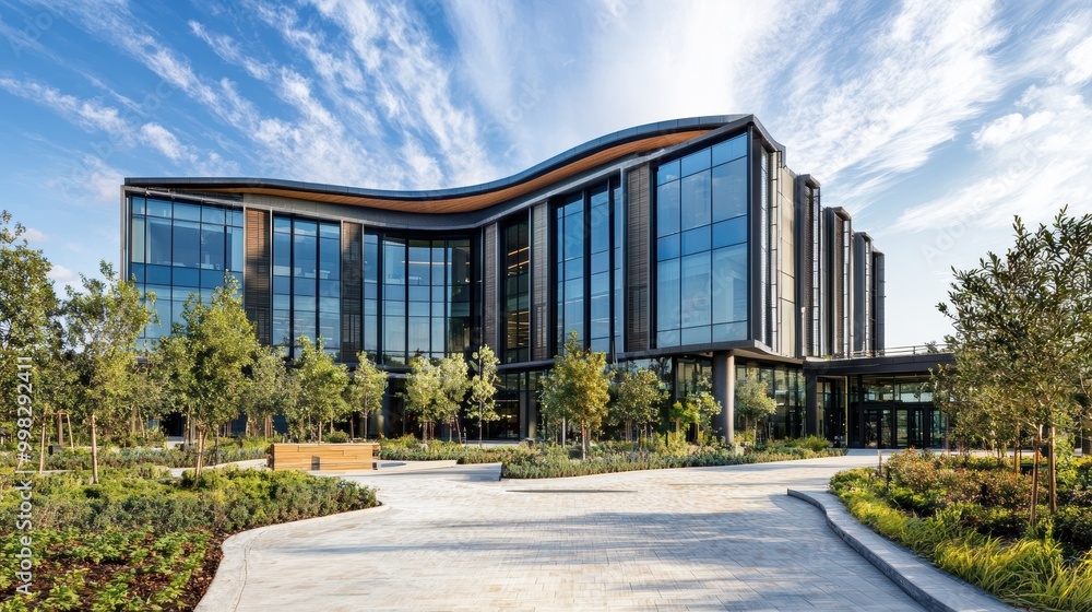 Modern Office Building with Polished Glass Exterior Modern Office Building with Polished Glass Exterior