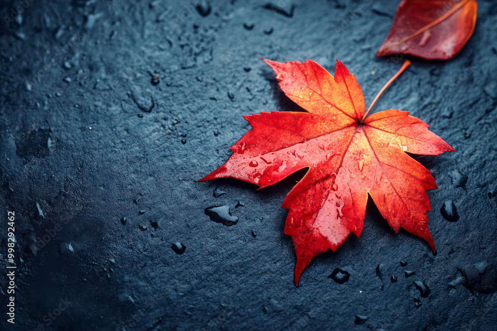Red maple leaf on the ground
