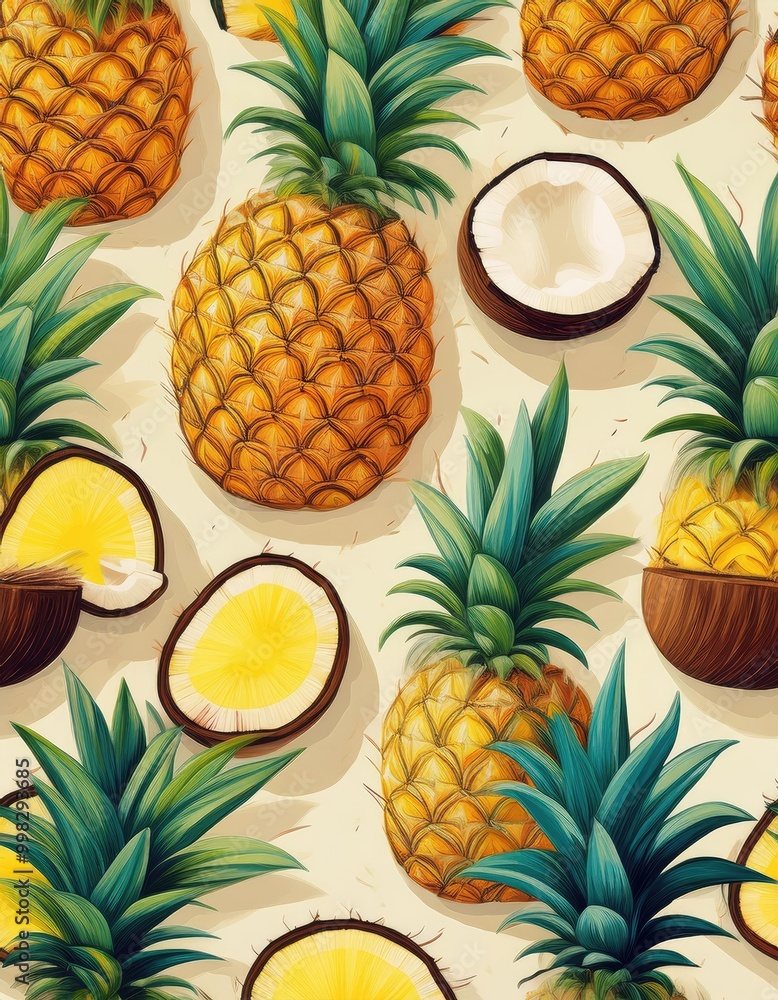Fresh pineapple and coconut Fresh pineapple and coconut