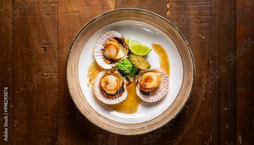 fried scallop view from above