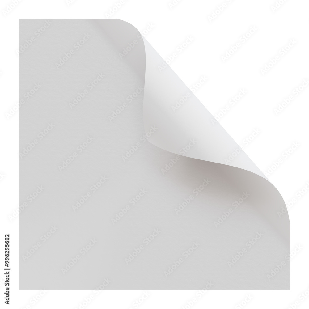 Blank Sheet of Paper with Curled Corner on Transparent Background Blank Sheet of Paper with Curled Corner on Transparent Background