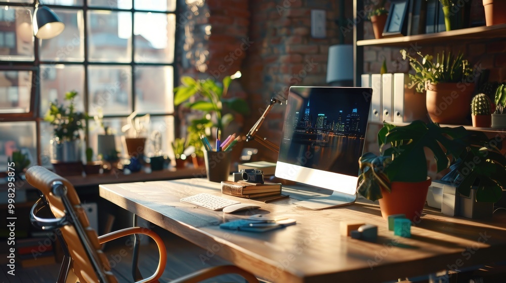 Businesswoman's desk with modern accessories. Businesswoman's desk with modern accessories.