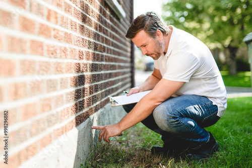 Quadro su tela inspector or engineer is checking the building structure and house