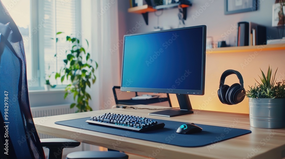 custom made wallpaper toronto digitalModern Home Office Setup with Sleek Desktop Computer