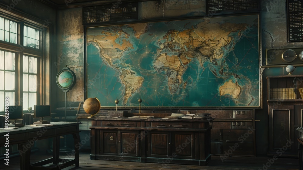 Classroom showcasing historical timelines and maps. Classroom showcasing historical timelines and maps.