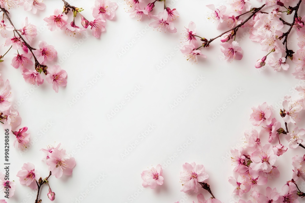 Cherry blossom frame in white background Cherry blossom frame in white background