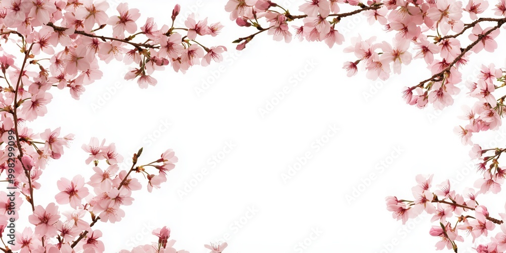Cherry blossom frame in white background Cherry blossom frame in white background