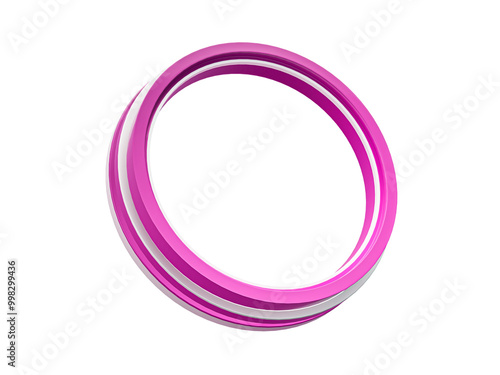 Pink Circle Social Media Profile 3D Frame Isolated on Transparent Background