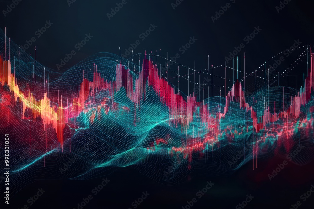 Abstract representation of financial market trends and data Abstract representation of financial market trends and data
